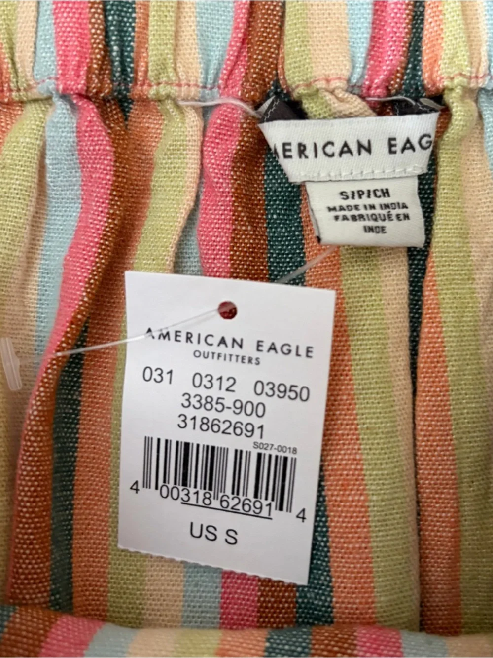 NWT American Eagle Multicolor Striped Tie-Waist Cotton Skirt Sz S Girly Preppy